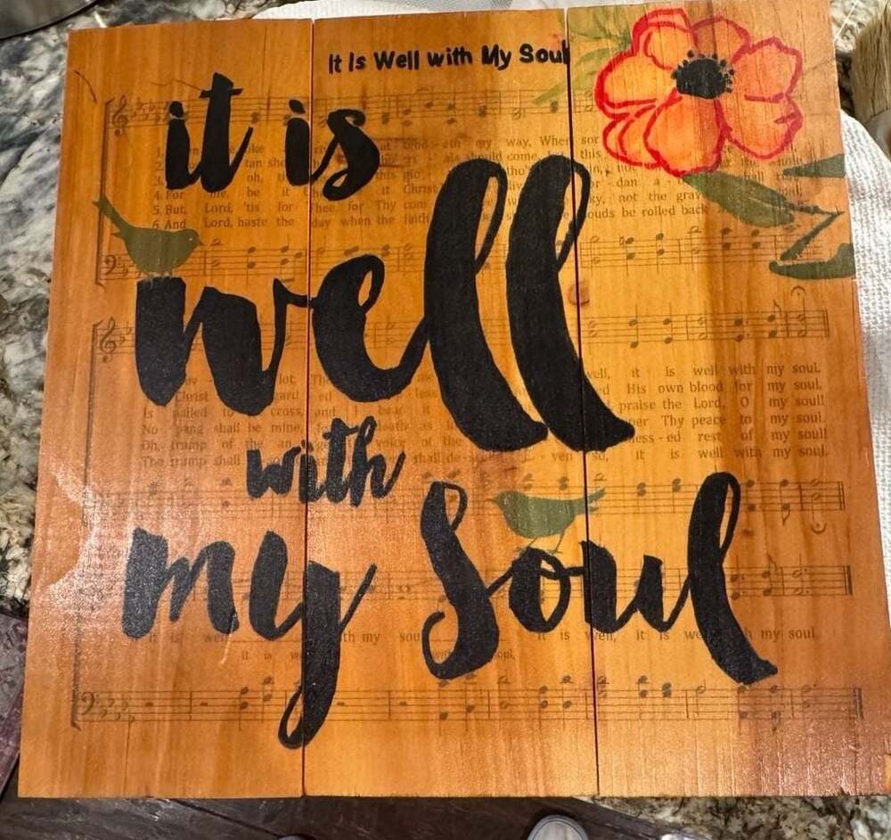 Cottage Core-Farmhouse-Dunn “It is Well with My Soul” Sheet Music Wood Wall Art